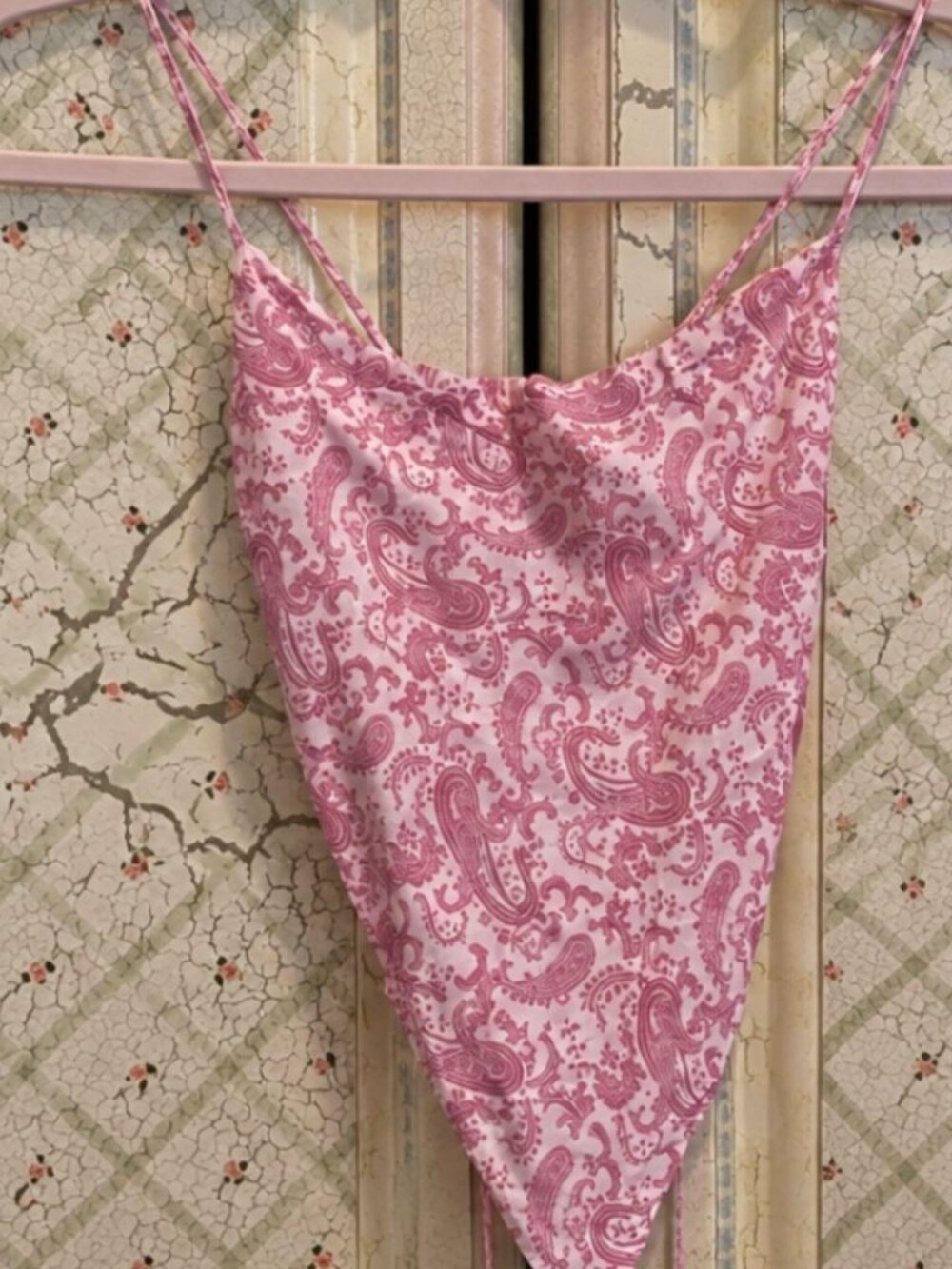 Pink Paisley Bandana Handkerchief Crop Top Smocked Back Y2K Festival Going Out
